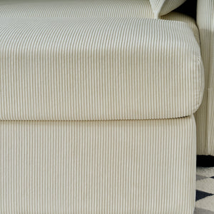 Oversized Chaise Lounge Chair with Ottoman and Storage in Beige