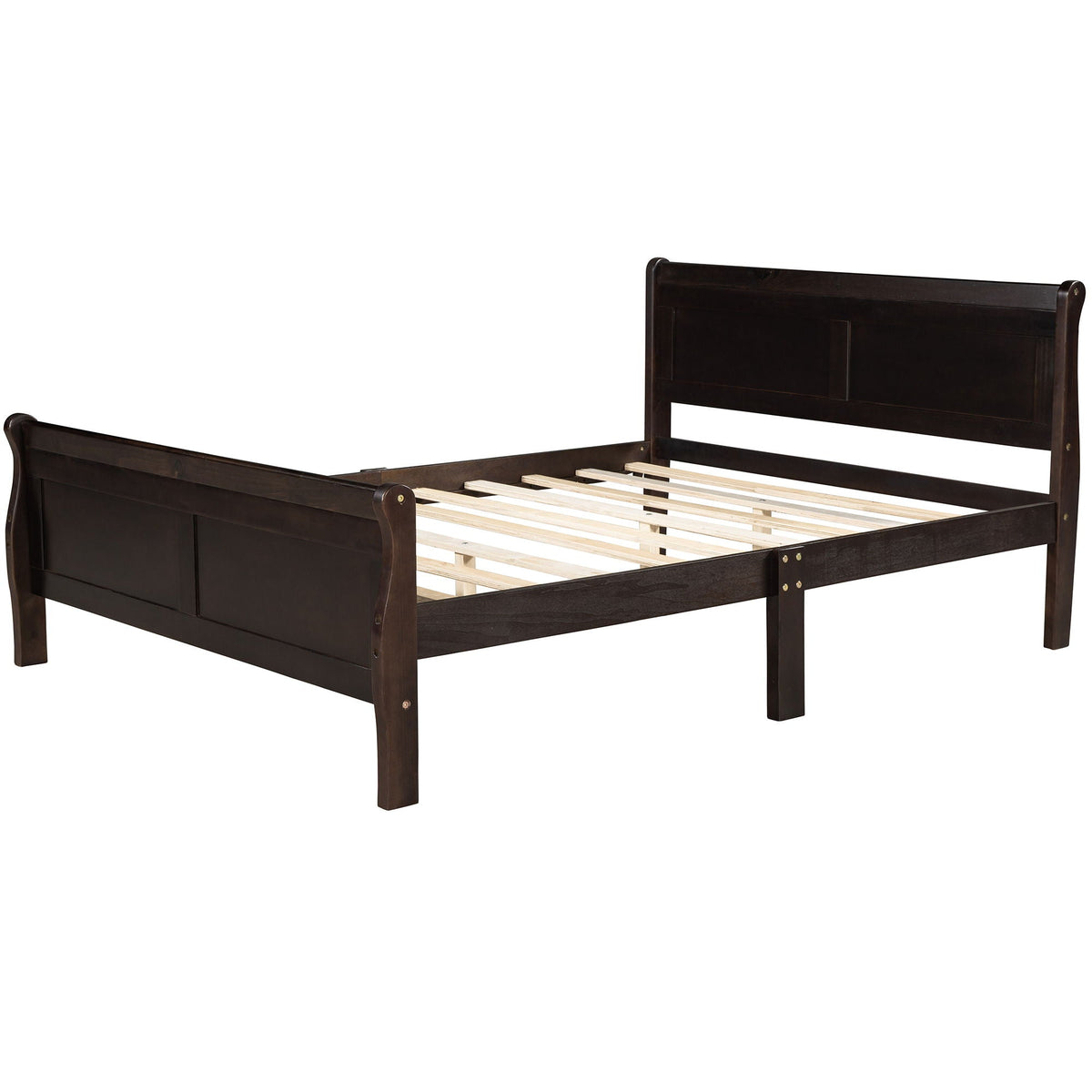 Platform Bed Frame Mattress Foundation Sleigh Bed With Headboard / Footboard / Wood Slat Suppor
