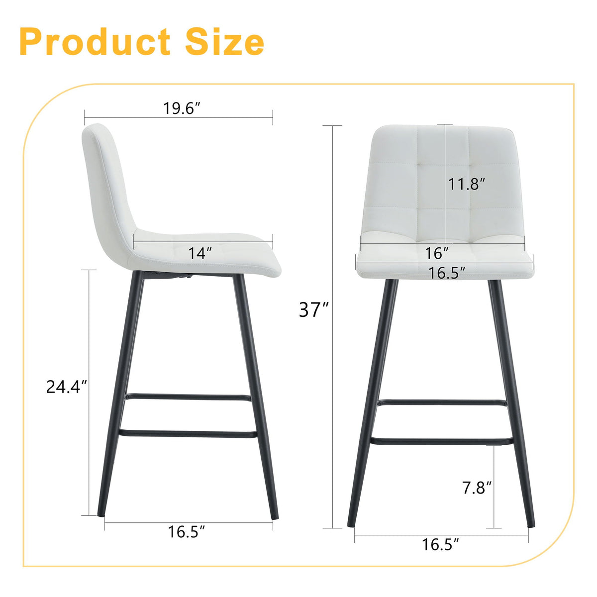 Bar Chair Set Comfortable With Metal Legs And Ergonomic Design
