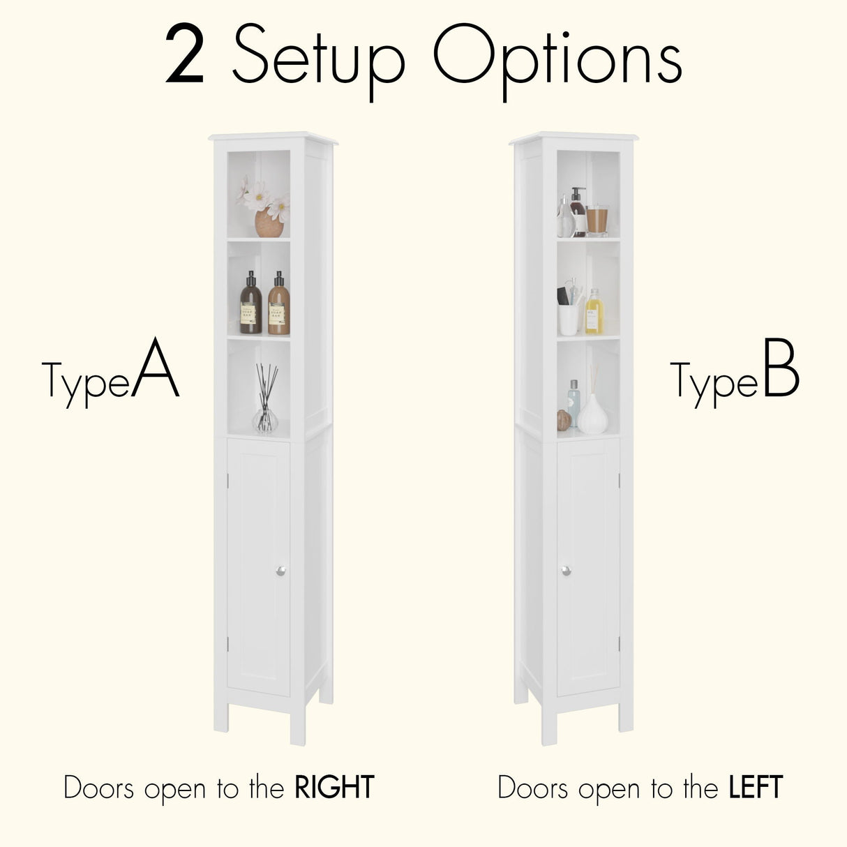 Slim Tall Bathroom Storage Cabinet With Adjustable Shelves, Anti Tip Freestanding Cabinet - White