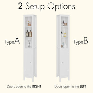 Slim Tall Bathroom Storage Cabinet With Adjustable Shelves, Anti Tip Freestanding Cabinet - White