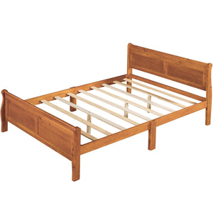 Platform Bed Frame Mattress Foundation Sleigh Bed With Headboard / Footboard / Wood Slat Suppor