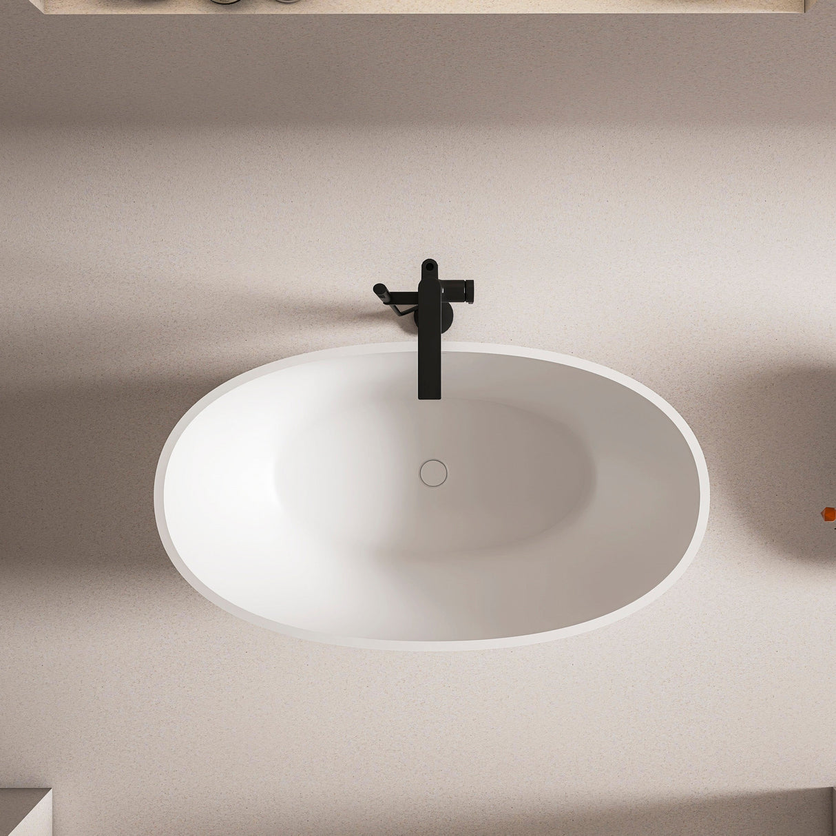 55 Inch Freestanding Solid Surface Soaking Bathtub
