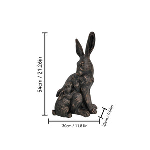 21'' Tall Mother Hare & Baby Cuddling Garden Statue