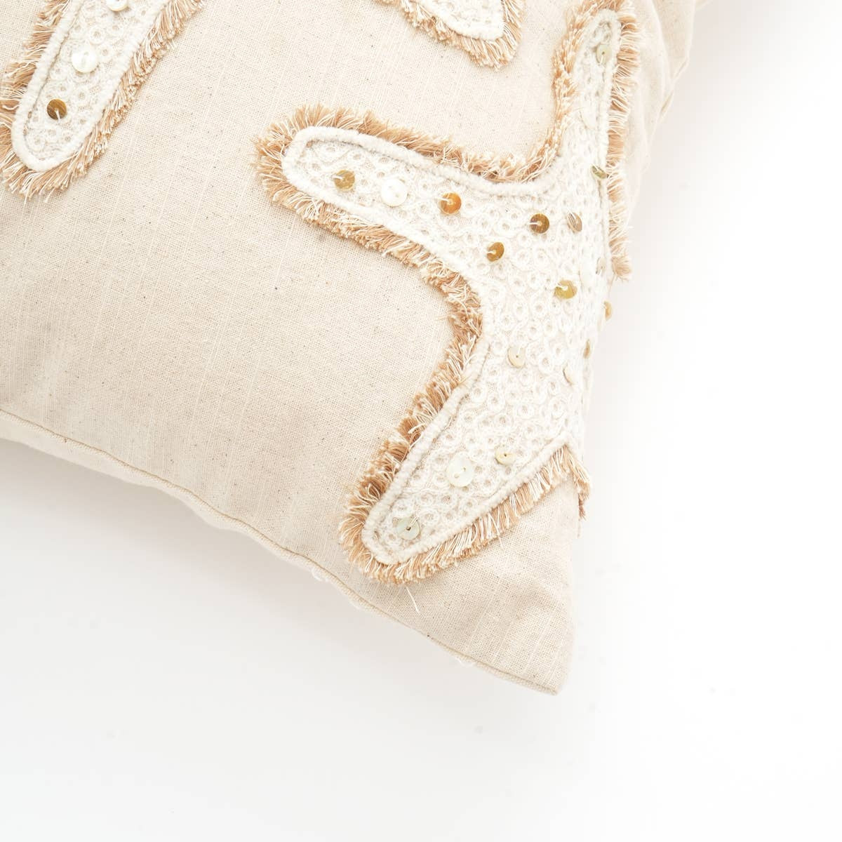 Starfish Embroidered Cushion 18x18"