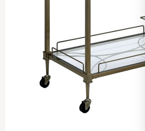 Aditya Mirrored & Antique Brass Finish Serving Cart