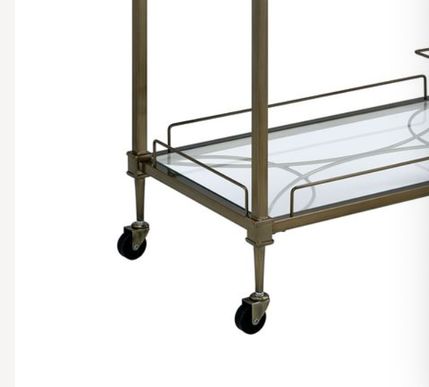 Aditya Mirrored & Antique Brass Finish Serving Cart