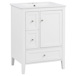 Modern Bathroom Vanity With Sink, Soft Close Drawers & Door, Storage Rack
