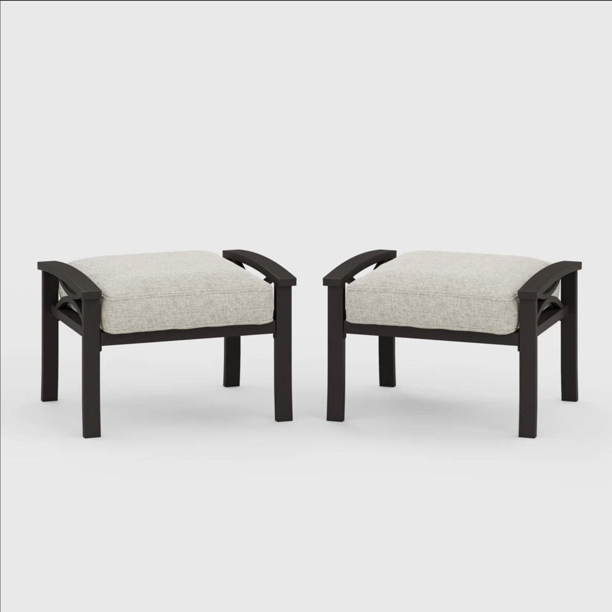 Modern All-Weather Ottomans With Cushions (Set of 2)