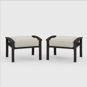 Modern All-Weather Ottomans With Cushions (Set of 2)