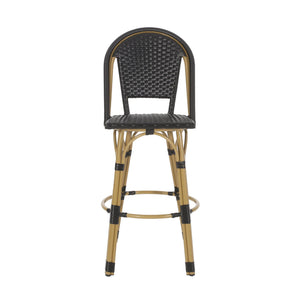 Outdoor Rattan And Aluminum French Barstools (Set of 2)