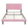 Modern Upholstered Platform Bed Frame With Button Tufted Fabric Headboard