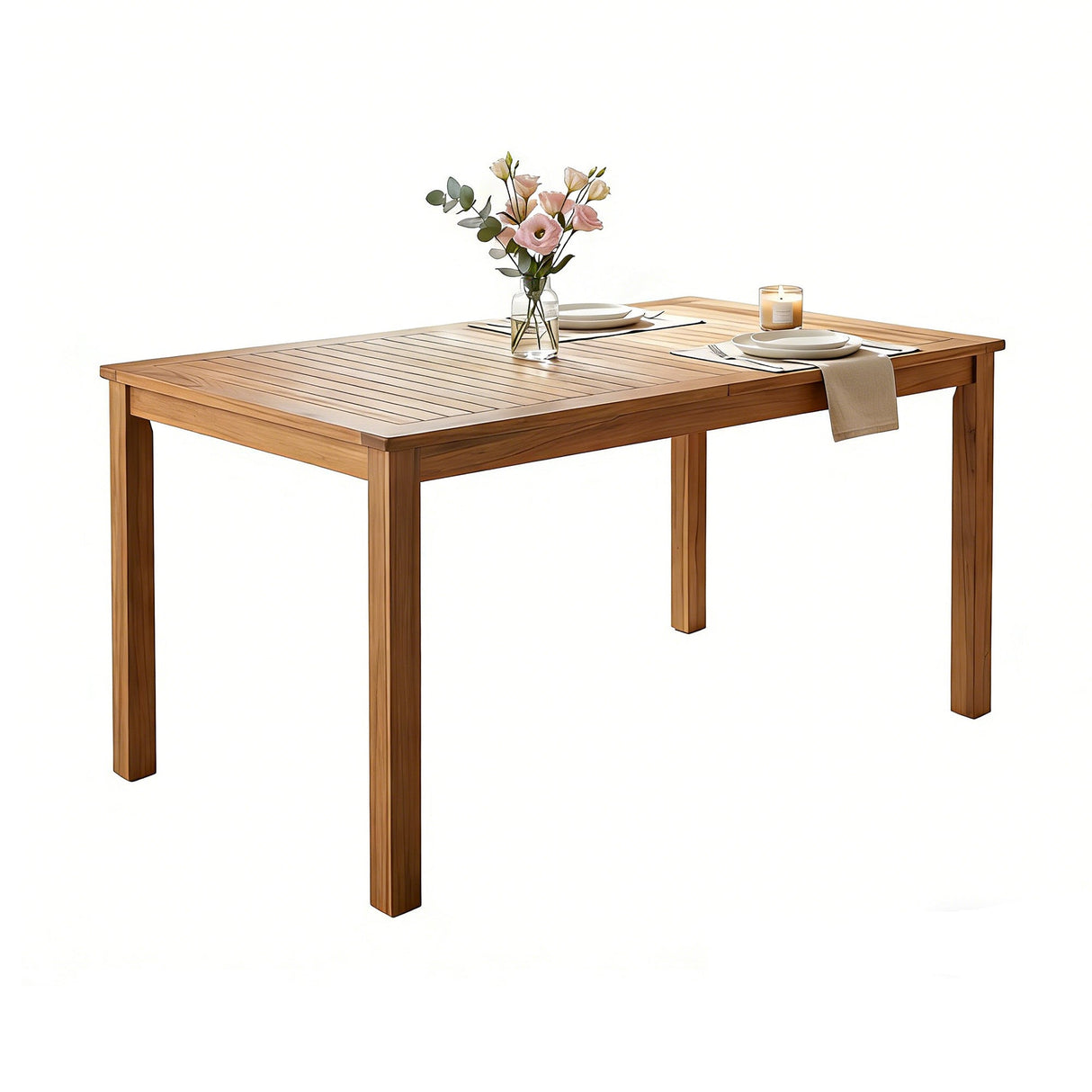 TOPMAX Patio Wooden Dining Table, 67"L Rectangular