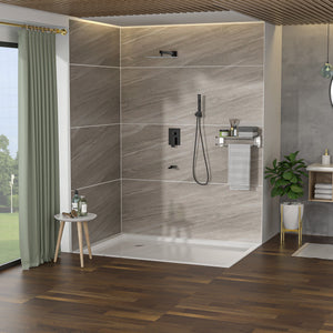 10-Inch Wall Mounted Square Shower System with Rough In Valve - Black or Gray