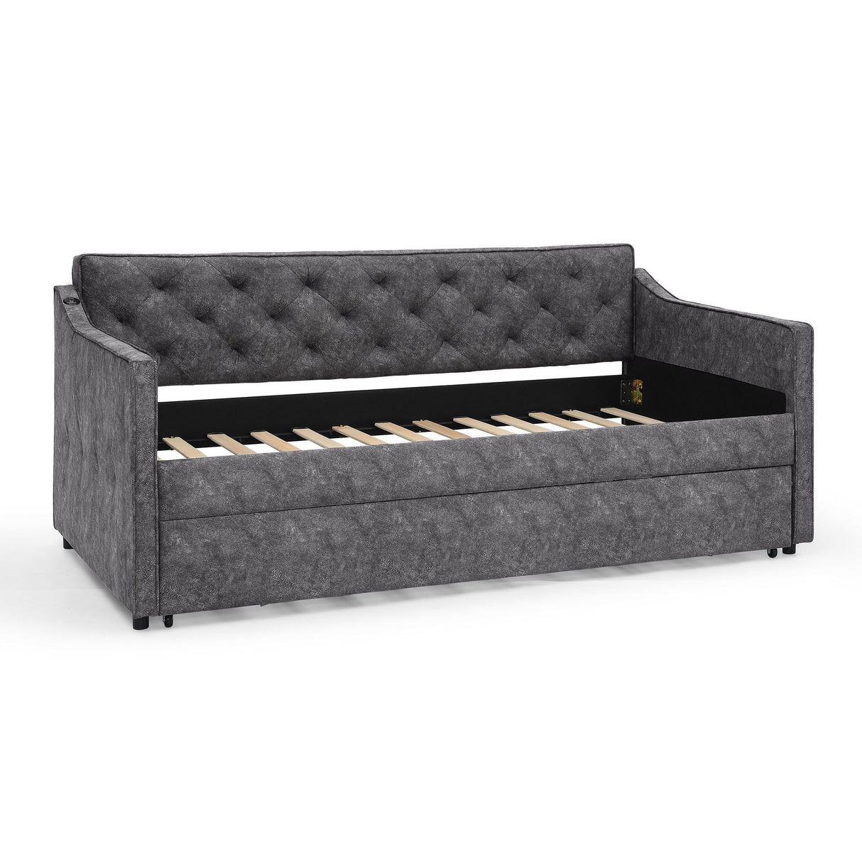 Daybed With Pop Up Trundle And USB Charging Armrest