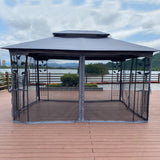 13 x 10 ft Patio Gazebo Tent with Ventilated Double Roof and Mosquito Net