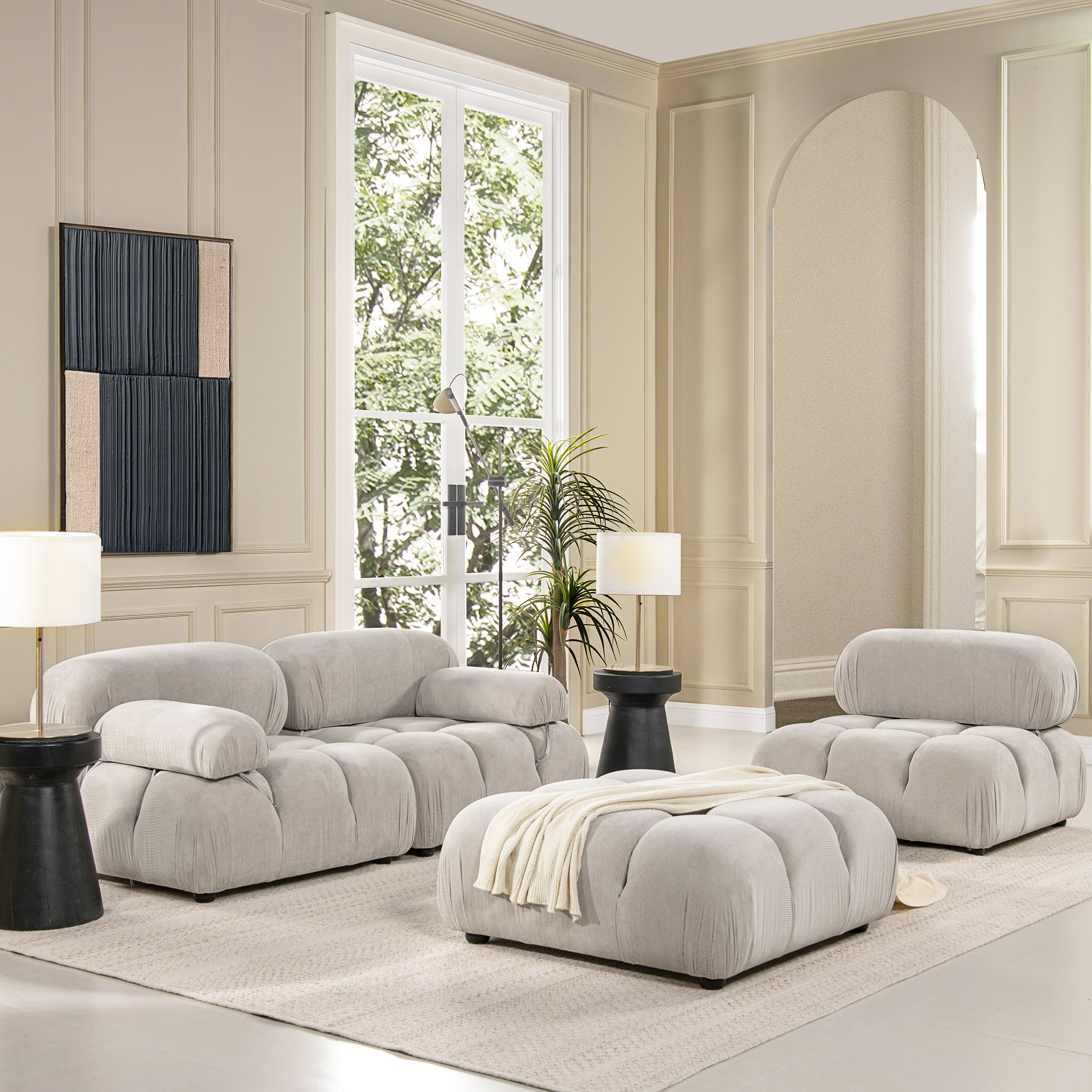 Maison Marelle サスブル 36m Marcel 36' Bubble Modular Modern Cocktail Ottoman, Pebble