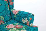 Modern Accent Chair with Retro Wood Legs - Floral
