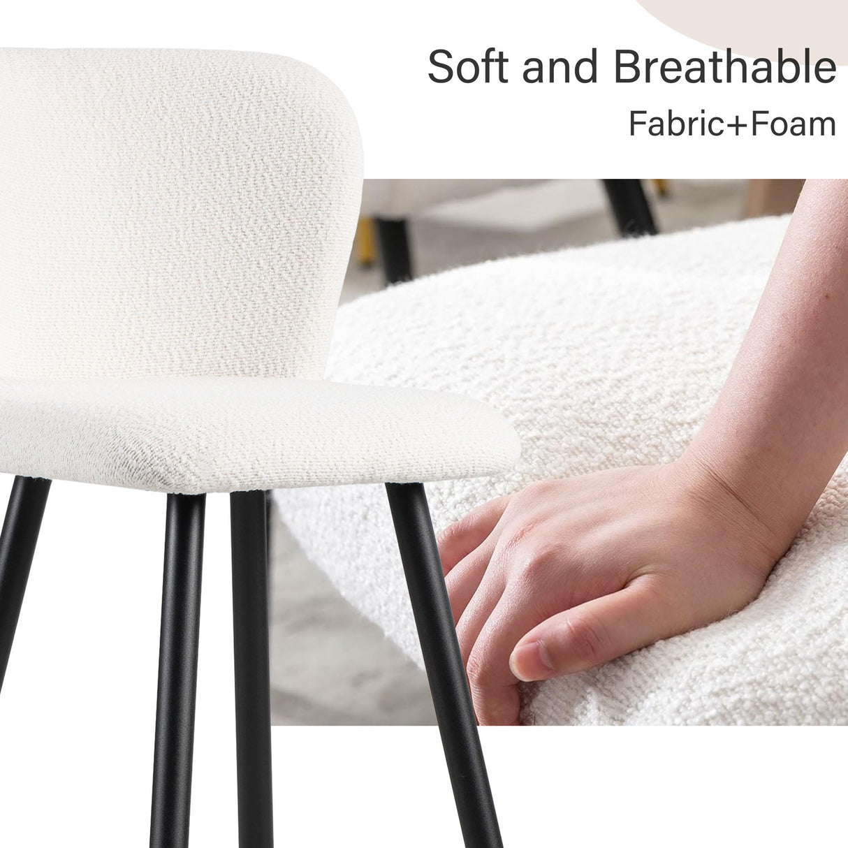Modern Style Barstool, Tipped Ends, Suitable For Various Decoration Styles - White