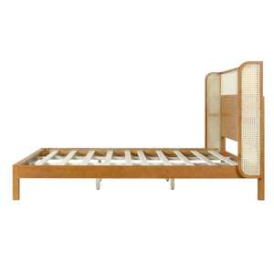 Premium Rubber Wood Platform Bed Frame with Headboard
