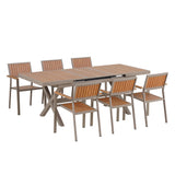 Outdoor Dining Set with Extendable Table and Six Chairs