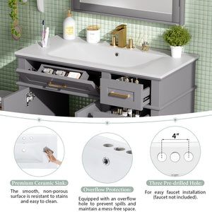 Modern Bathroom Vanity With Ceramic Sink, Soft Close Storage Cabinet