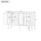 Wood Buffet Cabinet with Glass Doors and Adjustable Shelves