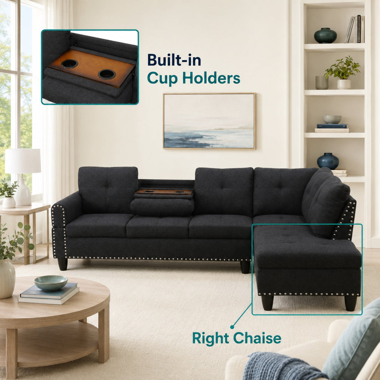 L-Shaped Sectional Sofa - 69.5" x 97.5"