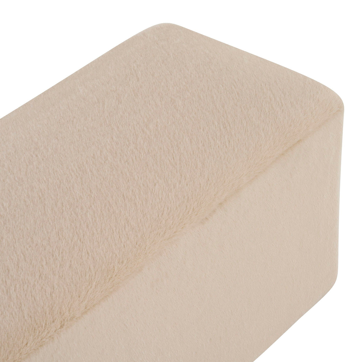 Long Plush Ottoman, Simple Footstool And Seat For Home Use - Almond