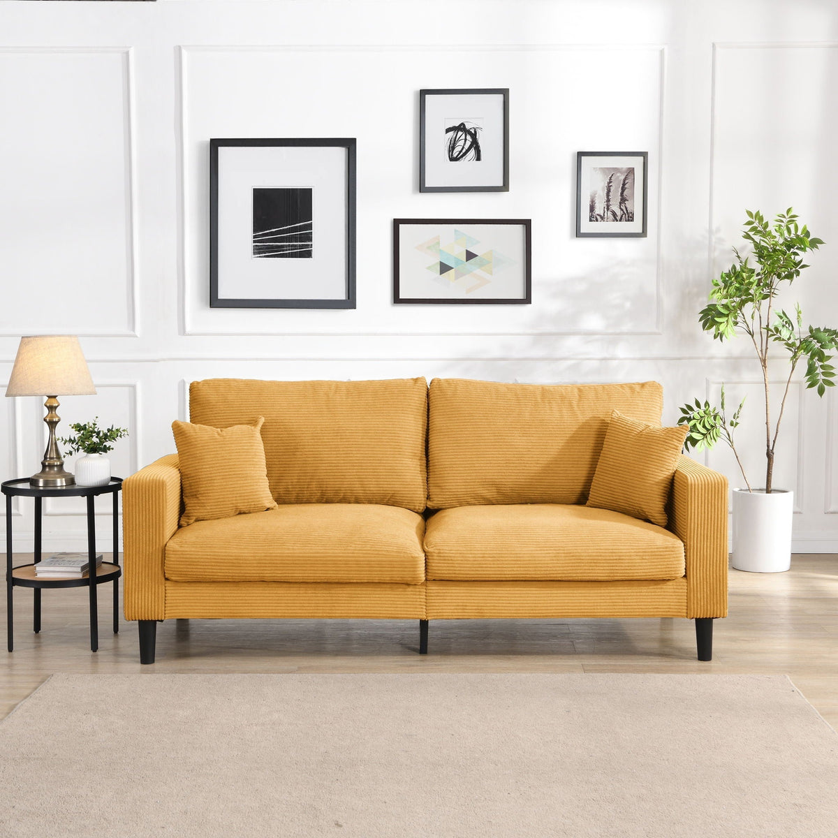 Modern Upholstered 3 Seat Sofa, High Resilience