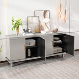 4 Door Cabinet With Adjustable Shelves, Large Storage For Living Room - Champagne