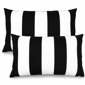 2 Pack Outdoor Lumbar Pillow with Inserts 12x20 Inch