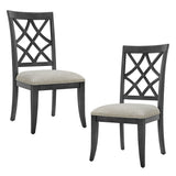Wooden Lattice-Back Dining Chairs, Set of 2
