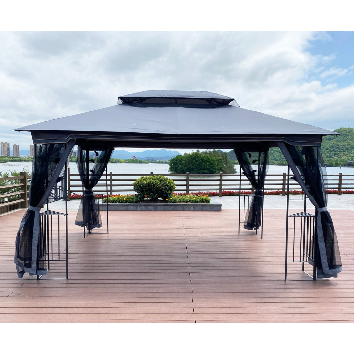 Gazebo tent with double roof & mosquito net