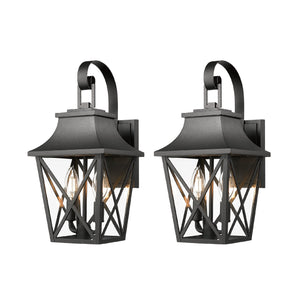Black Outdoor Wall Lantern 2-Light