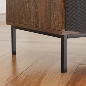Eco-Friendly Vinyl Record Player Stand With Flip-Top Storage, Media Console With Dual Outlets And Dustproof Drawers