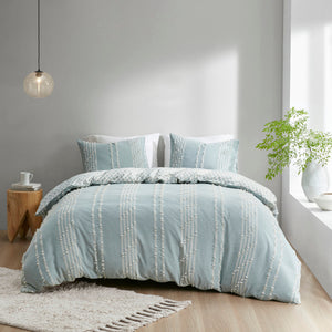 King/Cal King 3 Piece Cotton Jacquard Duvet Cover Set
