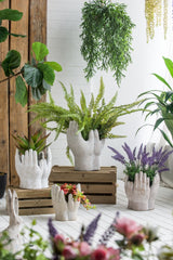 Set of 2 6x6x9' Accepting Hands Accent Cement Hand Decor