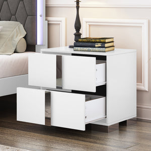 Elegant Nightstand with Metal Foot
