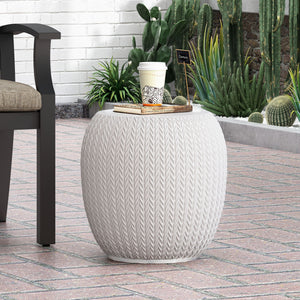 Outdoor Lightweight, Concrete Side Table - Antique White