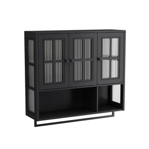 3 Door Wall Cabinet With Glass Door And Towel Bar
