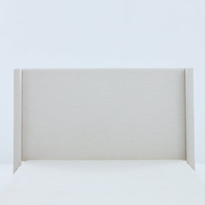 Shelton Upholstered Wingback Bed with 54-inch High Headboard in Textured Ivory Canvas Chenille