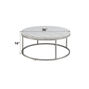 Zaidee Marble Top Nickel Coffee Table - White
