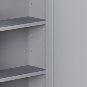 Bathroom Wall Storage Cabinet With Mirror And Adjustable Shelf, 6 Open Shelves