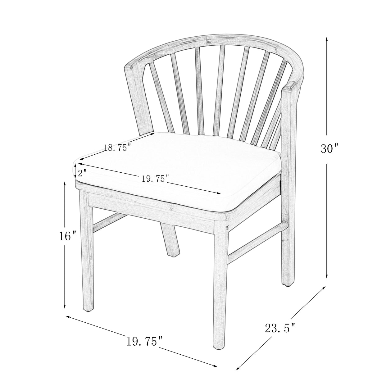 Outdoor Dining Chairs Set of 2, Acacia Wood Patio Chairs