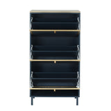 Modern Rattan 3 Door Shoe Rack Cabinet For Entryway