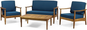 Willowbrook Teak Brown 4-Piece Wood Outdoor Patio Conversation Seating Set
