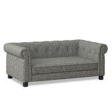 Modern Linen Fabric Light Grey Elevated Pet Bed for Small and Medium Dogs