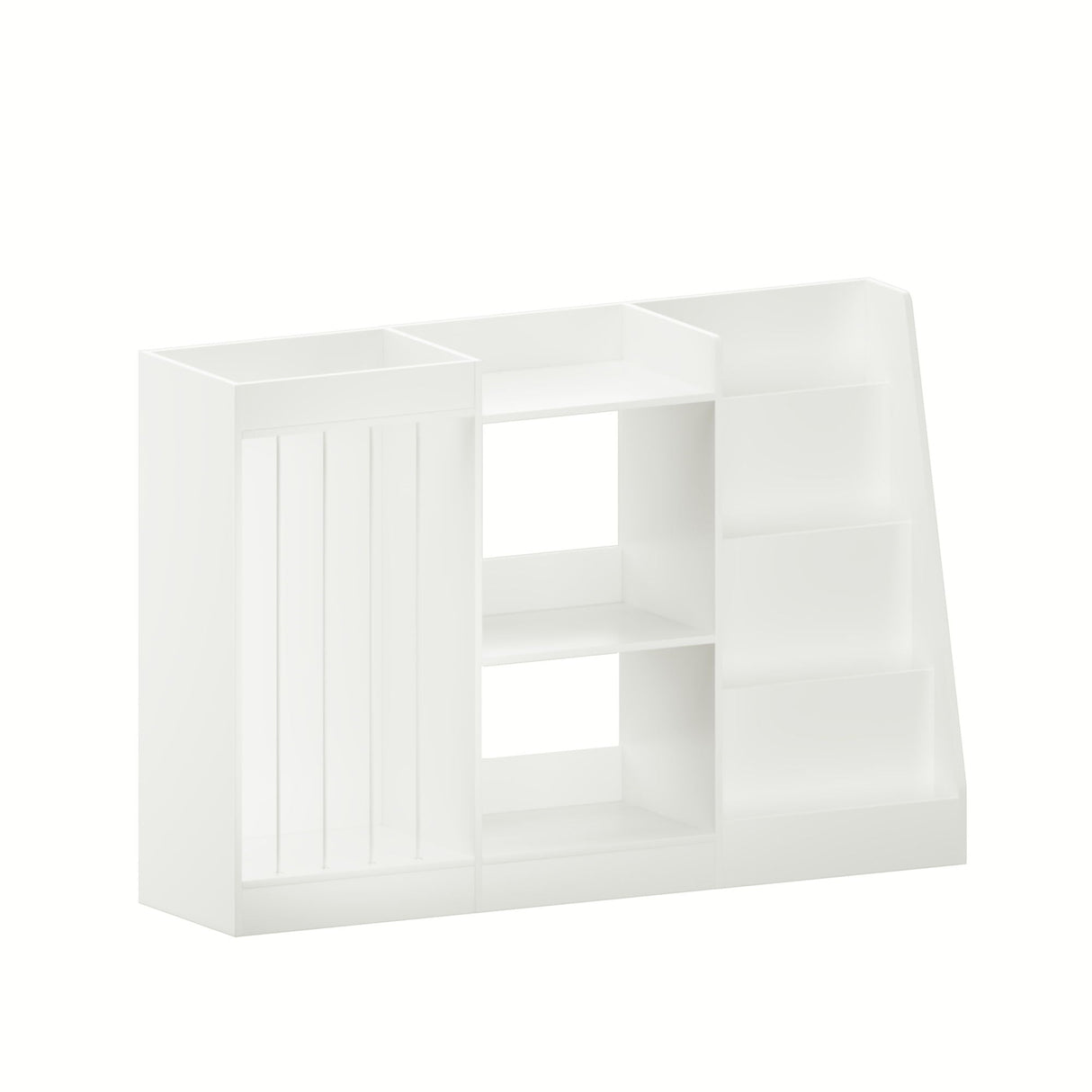Bookshelf And Toy Storage, 3 Tier Montessori Bookcase With Stuffed Animal Organizer - White