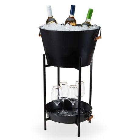 Black-Beverage-Tub-with-Stand-&-Tray-by-Twine-Living®-Coolers